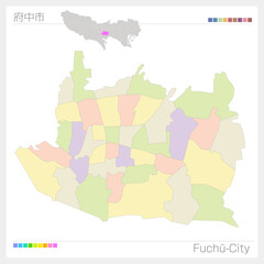 府中市・Fuchū・色分け・町名なし（東京都）