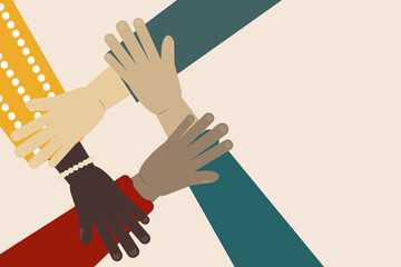 Vector illustration of international team building. Concept of multinational team work. Business partners.