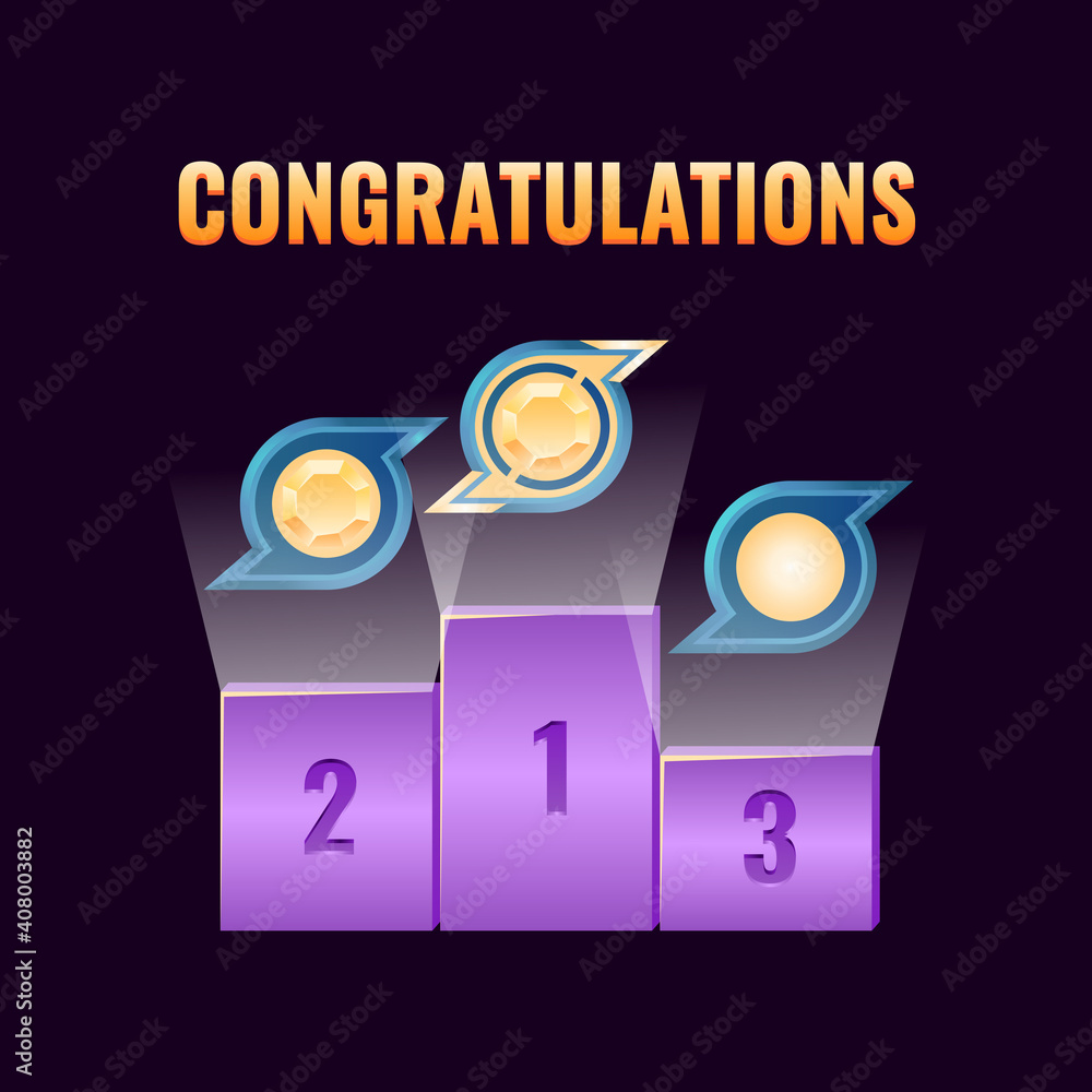 Poster set of fantasy game ui leaderboard award rank for gui asset elements vector illustration
