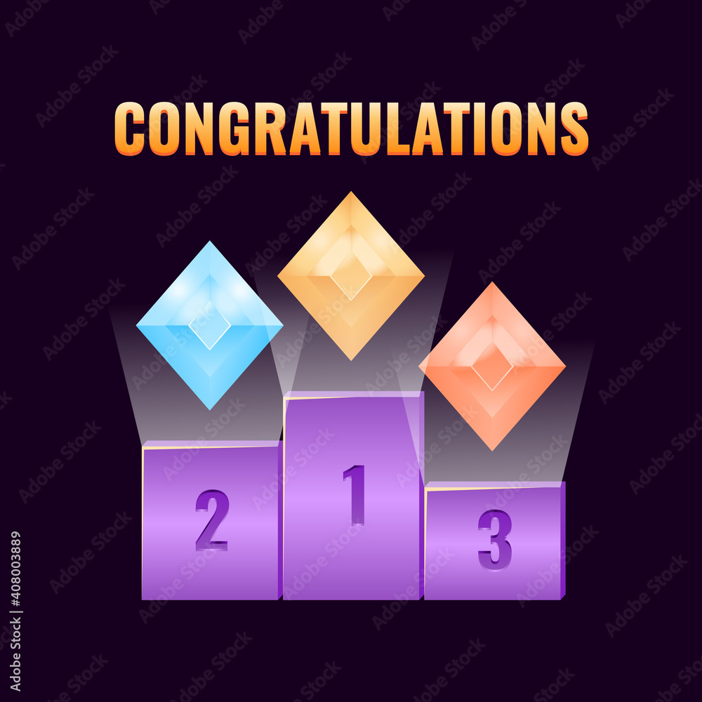 Poster set of fantasy game ui leaderboard award with diamond rank medals icon for gui asset elements vector