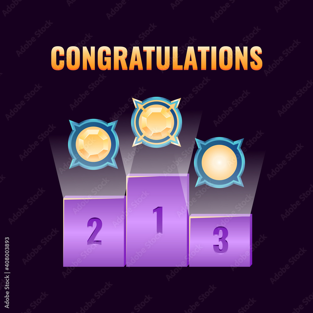 Poster set of fantasy game ui leaderboard award rank for gui asset elements vector illustration