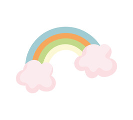 cartoon rainbow clouds fantasy magic icon
