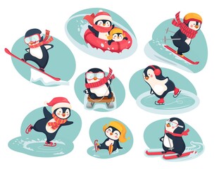 active penguins in winter