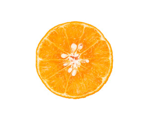 orange fruit top view on white background.