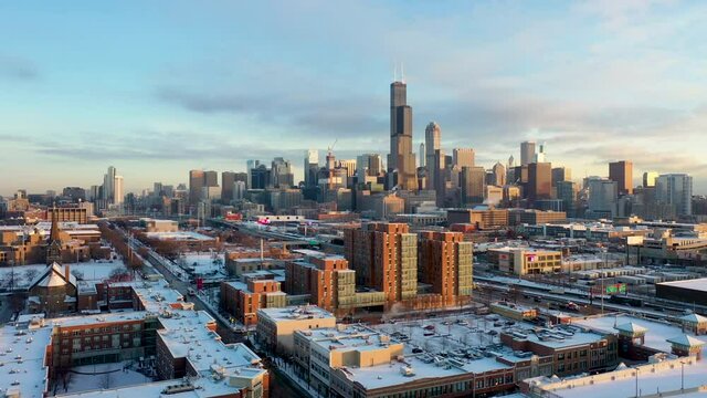 Aerial View of Chicago After Snowfall