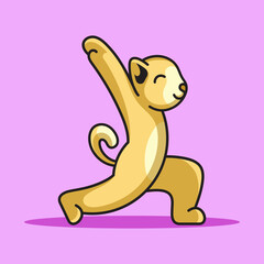 Illustration vector graphic of a cute cat doing yoga movement,
