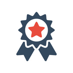 award with red star, vector bicolor icon