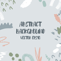 Fototapeta na wymiar Abstract background in trendy style with botanical and geometric elements, textures. Natural pastel colours. . Vector illustration. Design for social media posts or web banners.