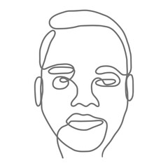 Continuous line or Face Line drawing sets of faces and facial gestures, handsome men minimalist illustration, slogan print graphic style design
