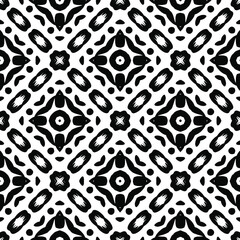 Geometric vector pattern with triangular and oval elements. Seamless abstract ornament for wallpapers and backgrounds. Black and white colors.