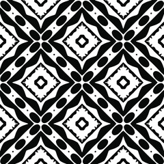 Geometric vector pattern with triangular and oval elements. Seamless abstract ornament for wallpapers and backgrounds. Black and white colors.