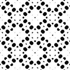 Geometric vector pattern with triangular and oval elements. Seamless abstract ornament for wallpapers and backgrounds. Black and white colors.