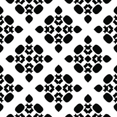 Fototapeta na wymiar Geometric vector pattern with triangular and oval elements. Seamless abstract ornament for wallpapers and backgrounds. Black and white colors.