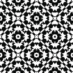 Geometric vector pattern with triangular and oval elements. Seamless abstract ornament for wallpapers and backgrounds. Black and white colors.