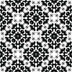 Geometric vector pattern with triangular and oval elements. Seamless abstract ornament for wallpapers and backgrounds. Black and white colors.