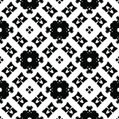 Geometric vector pattern with triangular and oval elements. Seamless abstract ornament for wallpapers and backgrounds. Black and white colors.