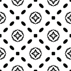 Geometric vector pattern with triangular elements. Seamless abstract ornament for wallpapers and backgrounds. Black and white colors.
