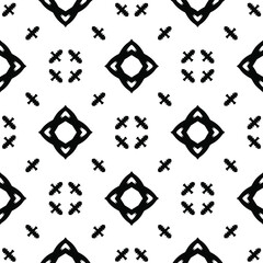 Geometric vector pattern with triangular elements. Seamless abstract ornament for wallpapers and backgrounds. Black and white colors.