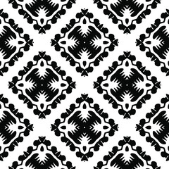 Geometric vector pattern with triangular elements. Seamless abstract ornament for wallpapers and backgrounds. Black and white colors.