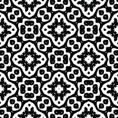 Geometric vector pattern with triangular elements. Seamless abstract ornament for wallpapers and backgrounds. Black and white colors.