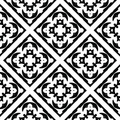 Geometric vector pattern with triangular elements. Seamless abstract ornament for wallpapers and backgrounds. Black and white colors.