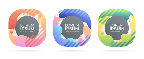 set abstract modern graphic fluid rounded circle elements