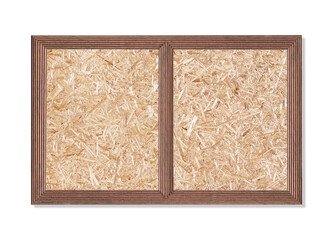 Wooden frame with plywood on the frame isolated on white background with clipping path