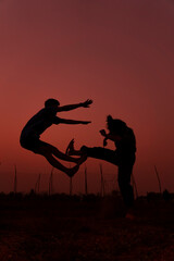 Obraz premium Two men and women, a boyfriend, are playing with each other.