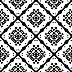 Geometric vector pattern with triangular elements. Seamless abstract ornament for wallpapers and backgrounds. Black and white colors.