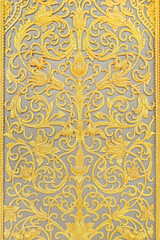 Background of Gold decorative pattern,Traditional thai design in Thailand Temple wall