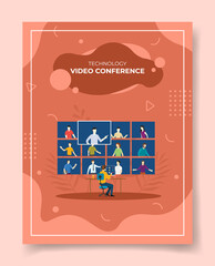 video conference concept for template of banners, flyer, books cover, magazine