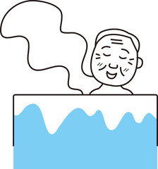 お風呂にのんびりつかるシニア男性
