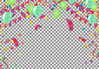 Fototapeta na wymiar Colorful Bunch of Birthday Balloons Flying for Party and Celebrations With Space for Message Isolated in Background. Vector Illustration