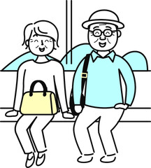 シニア夫婦電車で春のおでかけ