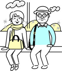 シニア夫婦電車で秋のおでかけ