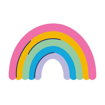 rainbow magic fantasy cartoon icon design flat style