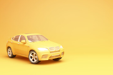 Yellow suv 3d rendering