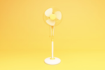 yellow stand fan 3d rendering