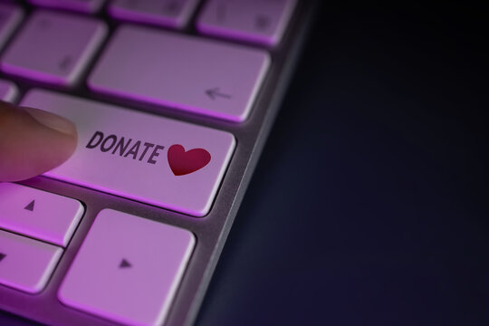 Love and Relationship or Customer Experiences Concept. Happy Client Sending a Heart Symbol on Computer Keyboard. Satisfaction Online Survey