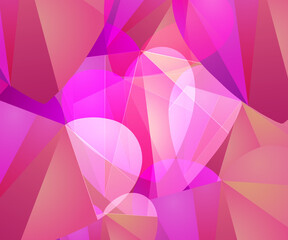 Abstract vector orange pink heart shaped background