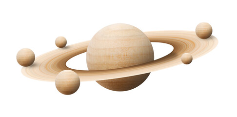 saturn planets in deep space with rings  and moons surrounded. isolated on white background © chathuporn