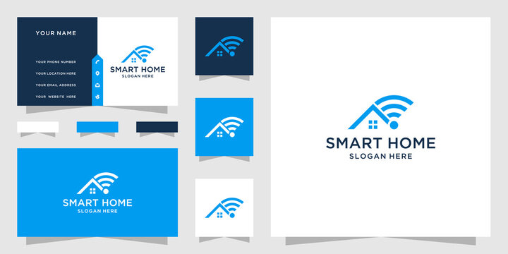 Smart home logo and business card template