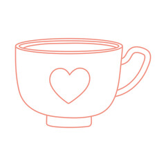 tea and coffee cup with heart icon line style