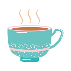 cup of fresh tea or coffee icon over white background