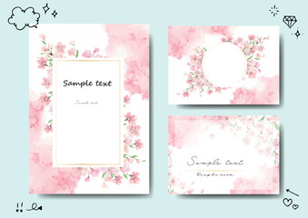 桜のグリーティングカード　テンプレート　セット © matsurinui