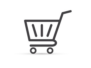 Shopping cart icon isolated on white background. Flat design. Vector illustration.