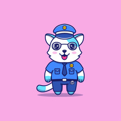 Cute cat wearing police uniform