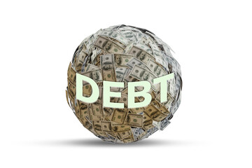 Dollar ball in debt loan concept - 3d rendering