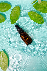 Herbal medicine dropper bottle with mint water with oil
