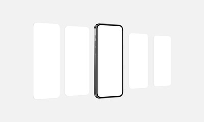 Smartphone Mockup With Blank App Screens, Perspective View. Vector Illustration